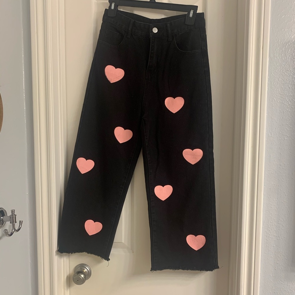 Cider black heart printed jeans
